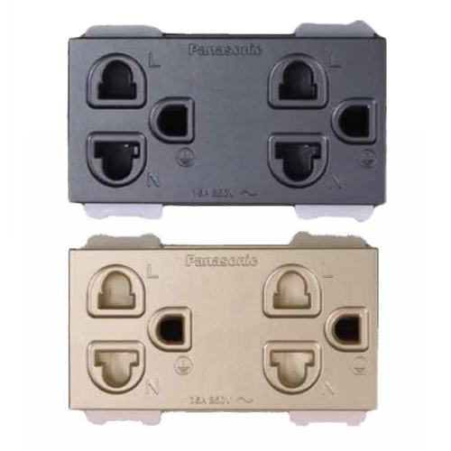 Ổ cắm đôi có màn che và dây nối đất Panasonic Halumie